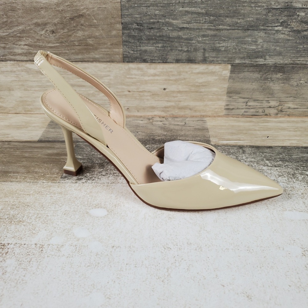 Marc Fisher Hadya Womens Pump Sz 8 M Malted Milk Leather Slingback Stiletto Heel